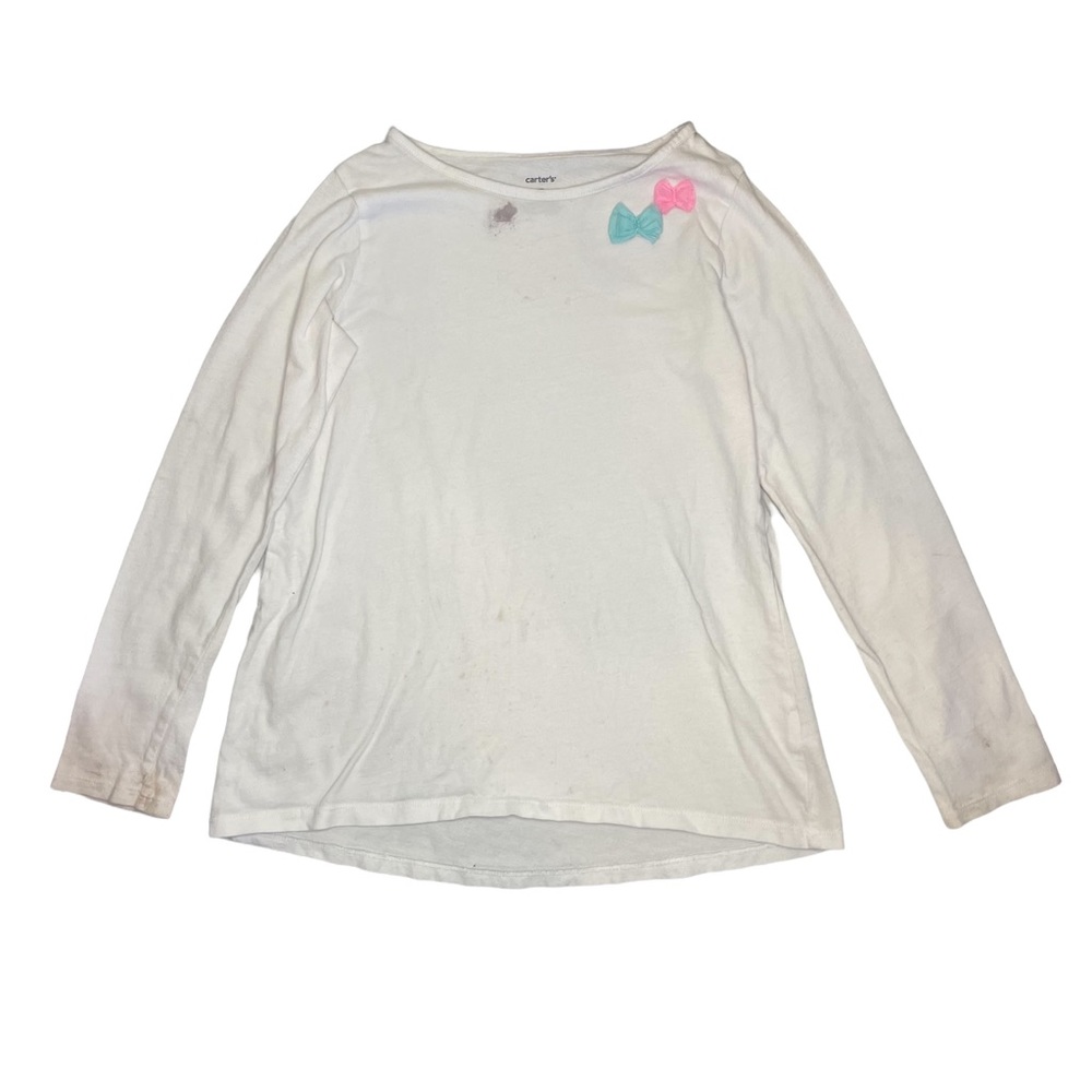 Play Carter’s Pink & Blue Bow White Long Sleeve Tee